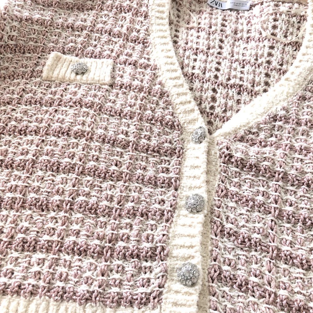 Pink Zara cropped sweater